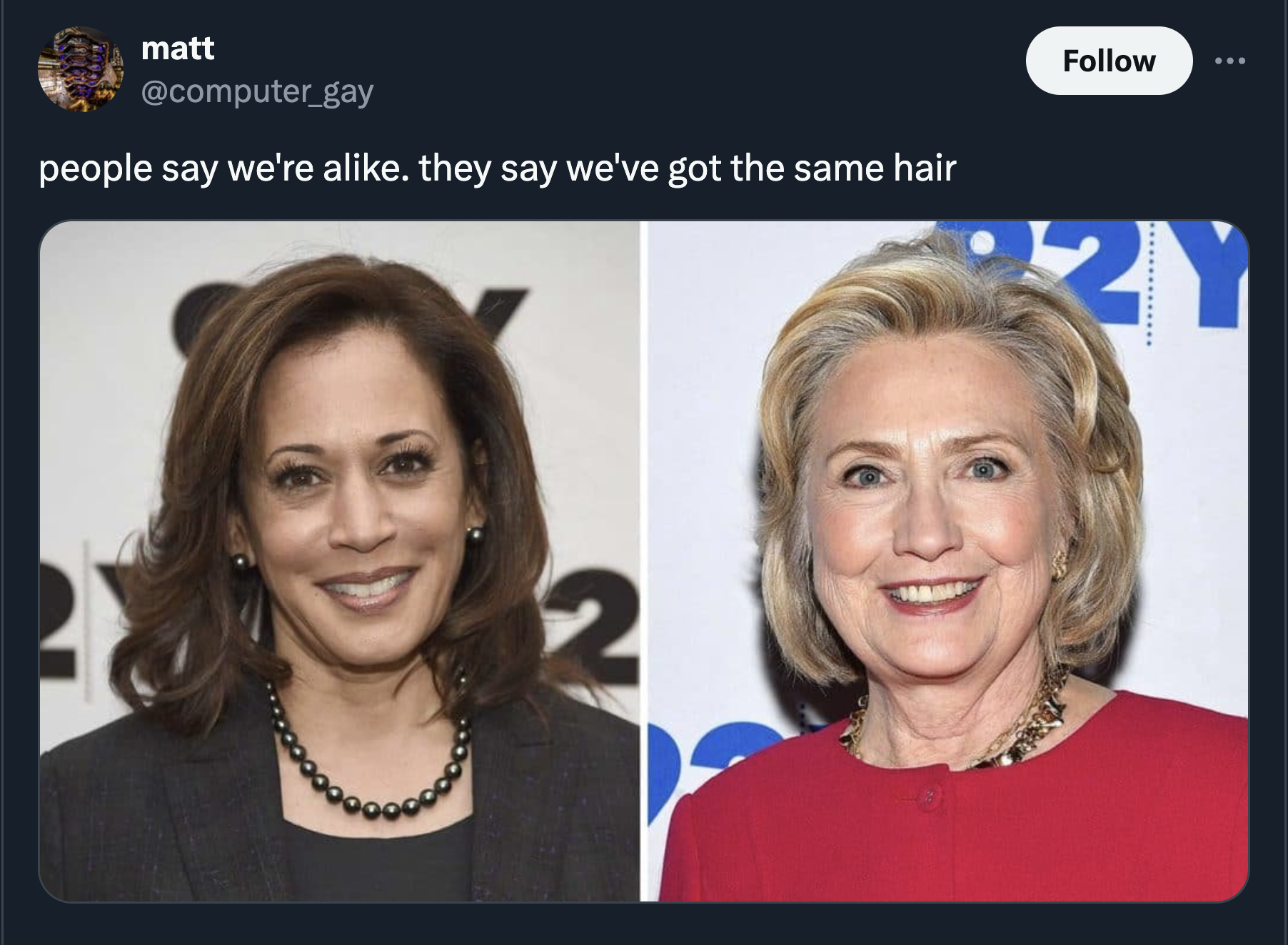 hillary 2024 - matt people say we're a. they say we've got the same hair 2